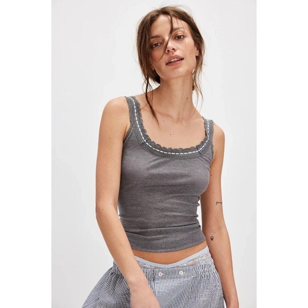 Free People Intimately Only You Tank Heather Grey Size Small NWT